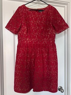 Adrianna Papell Scarlet Lace Sheath Dress